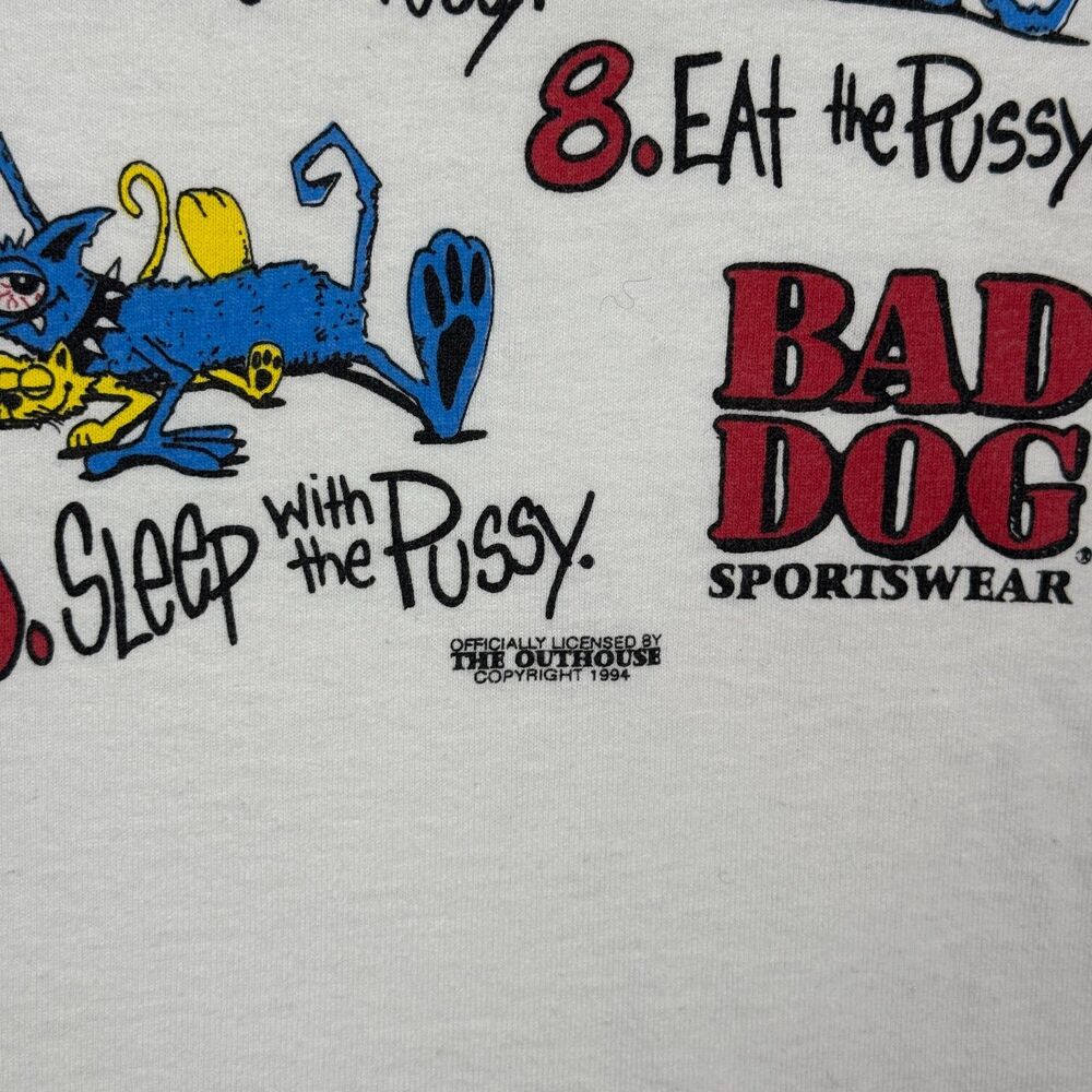 VTG 1994 Bad Dog Things at a Party Cat Funny Humor Single Stitch Tee - XL - Picture 5 of 8